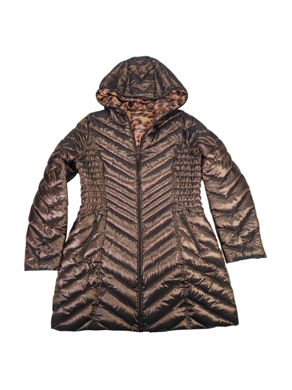 Laundry by Shelli Segal Quilted Down Puffer Jacket w/ Bag Women's Size L Brown